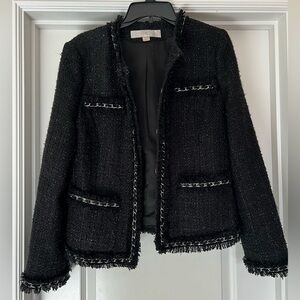 CLEARANCE Women’s 14 Boston Proper Chain Detail Tweed Jacket Wool Blend Coat